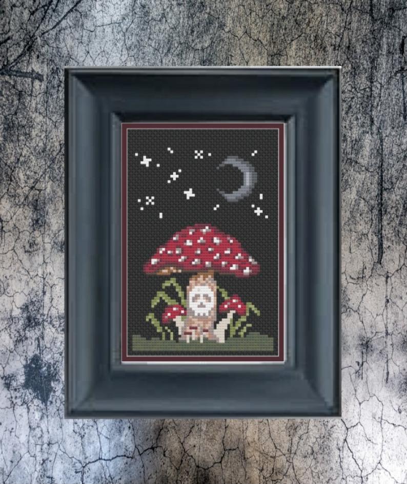 Haunted DoomShrooms 4x6 Cross Stitch Pattern