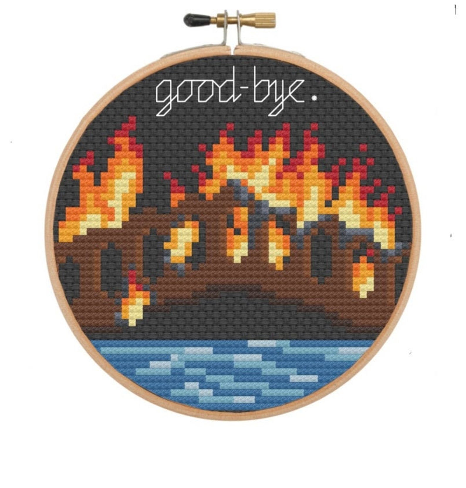 The Bridges I have Burned Light My Way Burning Bridge Cross Stitch Pattern